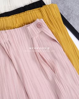 Miyake Pleated Waist Button Straight Pants Women New Korean Style Loose Casual Elegant Elastic Waist Trousers