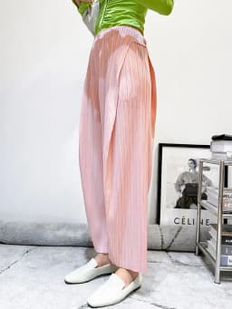 Miyake Pleated Waist Button Straight Pants Women New Korean Style Loose Casual Elegant Elastic Waist Trousers