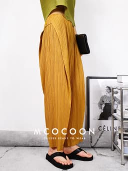 Miyake Pleated Waist Button Straight Pants Women New Korean Style Loose Casual Elegant Elastic Waist Trousers