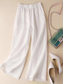 Cotton Linen Wide Leg Pants Loose Fit Casual Summer New Style Women's Nine Points Drapey Big Foot Loose Pants