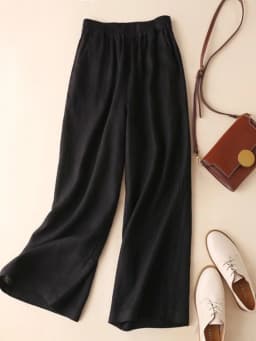 Cotton Linen Wide Leg Pants Loose Fit Casual Summer New Style Women's Nine Points Drapey Big Foot Loose Pants