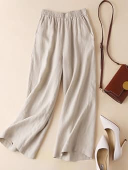Cotton Linen Wide Leg Pants Loose Fit Casual Summer New Style Women's Nine Points Drapey Big Foot Loose Pants