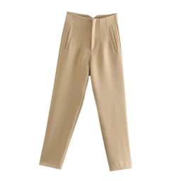 HH Minimalist Womens Slim Zip High Waist Pencil Pants Workwear Business Solid Trousers High Street Casual Office Lady Chic Pant