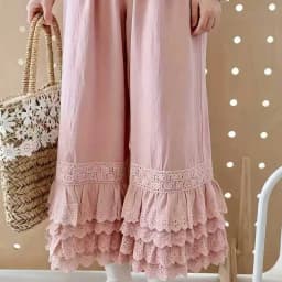 Sweet Girls Large Size Vintage Lace Ruffle Wide Leg Pants for Women - Boho Floral Embroidery Tiered Hem Trousers Comfortable