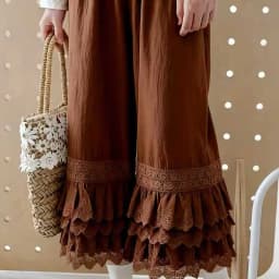 Sweet Girls Large Size Vintage Lace Ruffle Wide Leg Pants for Women - Boho Floral Embroidery Tiered Hem Trousers Comfortable