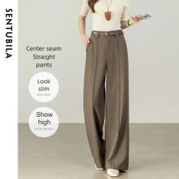 SENTUBILA Women's Straight Leg Pants Autumn 2026 High Waist Commuter 3D Mid-Stitch Detail Comfortable Casual Trousers 153K87890