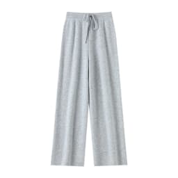 Women's Trousers 100% Merino Wool Pants Autumn Winter Sweater Wide Leg Pants Tying Elastic Casual Basic Soft Warm Knit Trousers