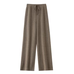 Women's Trousers 100% Merino Wool Pants Autumn Winter Sweater Wide Leg Pants Tying Elastic Casual Basic Soft Warm Knit Trousers
