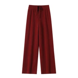 Women's Trousers 100% Merino Wool Pants Autumn Winter Sweater Wide Leg Pants Tying Elastic Casual Basic Soft Warm Knit Trousers