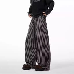 Women's Black Gothic Striped Long Pants Baggy Sweatpants Harajuku Y2k Emo Vintage Oversize Trousers Japanese 2000s Style Clothes