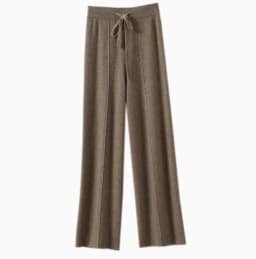 Women Pants Full Length Elastic Waist Knitted Pant Haigh Waist Wide Leg Autumn Winter Warm Stretch Trousers Casual Korean Pants