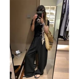 Elegant White Wide Leg Pants Women Fashion Streetwear Linen Black Baggy Pants Summer Korean High Waist Casual Straight Trousers