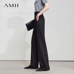 AMII 2026 Autumn Wide Leg Pants Minimalism Solid Elegant Office Lady Slim Long Pants Casual Loose Business Trousers 12543034