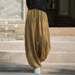 Johnature Women Vintage Ramie Cotton Long Pants Elastic Waist Solid Color Trousers 2025 Autumn New Belt Loose Bloomers Pants