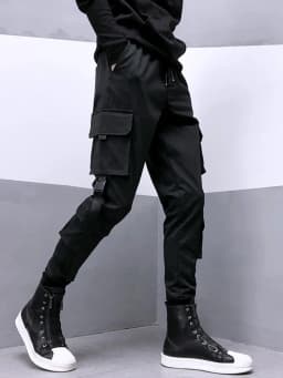 Fashion Black Cargo Pants Women Man Summer Hip Hop Streetwear Harajuku Pockets Harem Trousers Joggers Pants