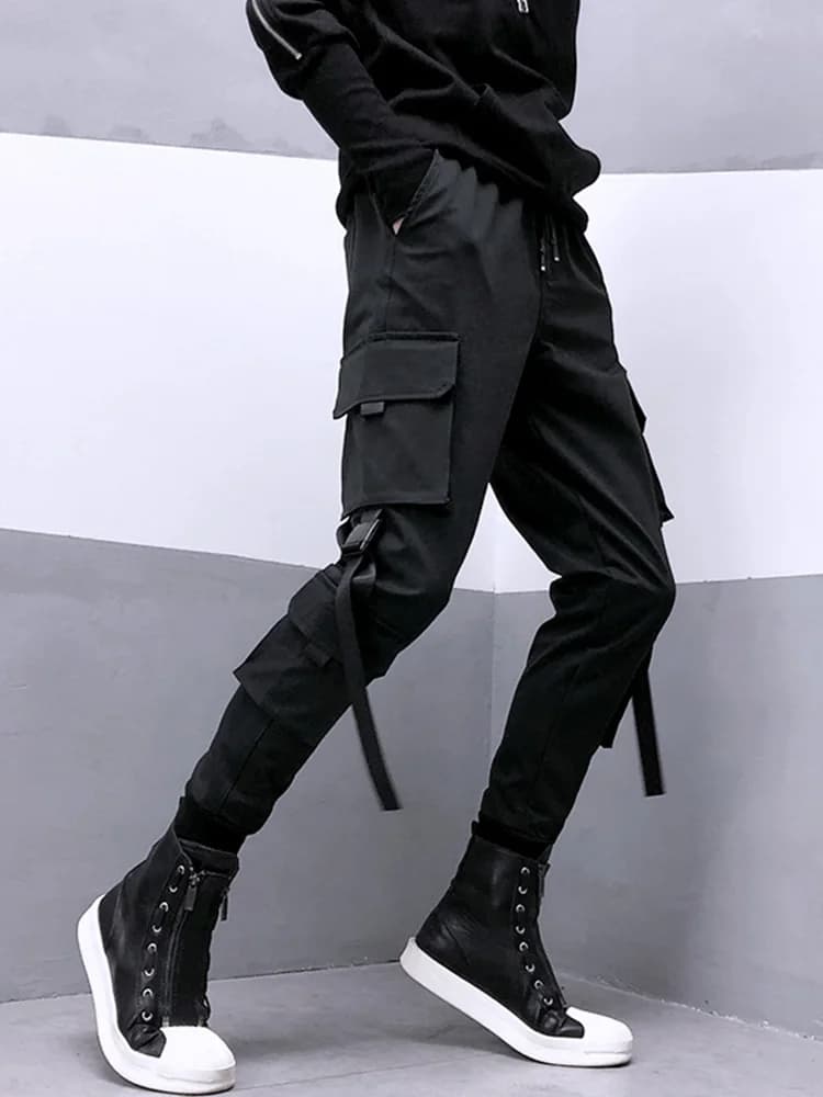 Fashion Black Cargo Pants Women Man Summer Hip Hop Streetwear Harajuku Pockets Harem Trousers Joggers Pants