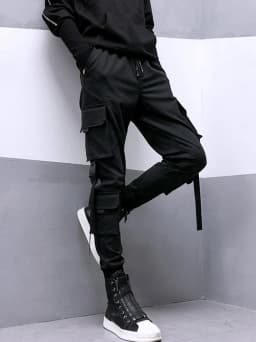 Fashion Black Cargo Pants Women Man Summer Hip Hop Streetwear Harajuku Pockets Harem Trousers Joggers Pants
