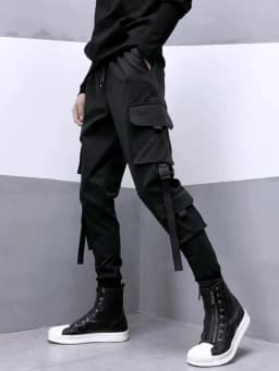 Fashion Black Cargo Pants Women Man Summer Hip Hop Streetwear Harajuku Pockets Harem Trousers Joggers Pants
