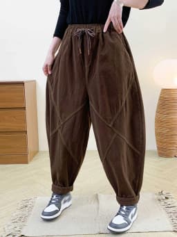 Amax LuluE Autumn Korean Women Loose Luxury Vintage Trousers 2025 Fashion Ladies Classic Leisure Solid Elastic Waist Harem Pants