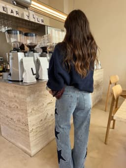 2026 New Fashion Printed Zipper Wide Leg Pants Women Spring Casual Loose Five-pointed Star Denim Trousers For Women