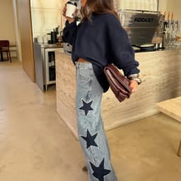 2026 New Fashion Printed Zipper Wide Leg Pants Women Spring Casual Loose Five-pointed Star Denim Trousers For Women