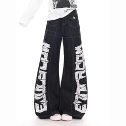 Vintage Y2k Red Baggy Cargo Pants Women Hip Hop Gothic Punk Hippie Removable Wide Leg Denim Pants Streetwear Casual Jeans New