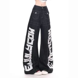 Vintage Y2k Red Baggy Cargo Pants Women Hip Hop Gothic Punk Hippie Removable Wide Leg Denim Pants Streetwear Casual Jeans New
