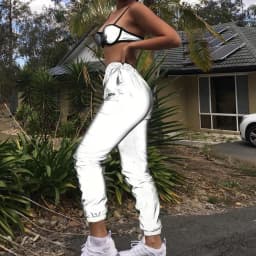 Women Sweatpant Flash Reflective Pants High Waist Joggers Hip Hop Dance Show Party Night Jogger Lady Baggy Street Wear Trousers