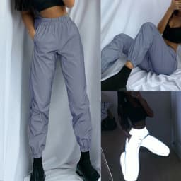 Women Sweatpant Flash Reflective Pants High Waist Joggers Hip Hop Dance Show Party Night Jogger Lady Baggy Street Wear Trousers