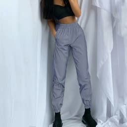 Women Sweatpant Flash Reflective Pants High Waist Joggers Hip Hop Dance Show Party Night Jogger Lady Baggy Street Wear Trousers