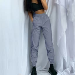 Women Sweatpant Flash Reflective Pants High Waist Joggers Hip Hop Dance Show Party Night Jogger Lady Baggy Street Wear Trousers