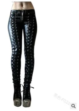 Street Gothic Straps PU Leather Pants Harajuku Vintage Solid Color Mid-waist Casual Pencil Trousers Tide 2022 Autumn Winter New