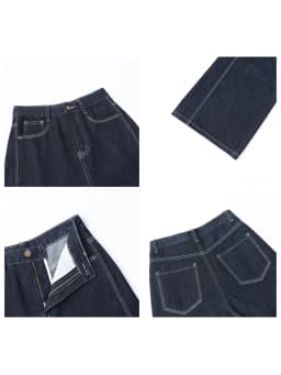 CHIC VEN Women Denim Pants Loose Casual High Waisted Straight Leg Jeans Female Wide Leg Trousers Oversize Autumn Winter 2024