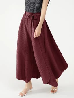 Miyake Pleated Wide Leg Loose Pants Stitching Casual Big Trousers Women Summer Dubai Designer Fashion Belt Aesthetic Clothes