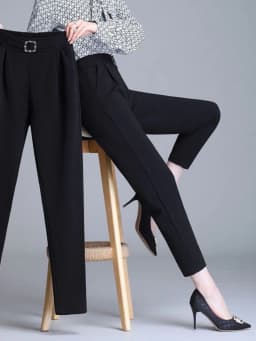High Waist White Slim Fit Pants Women's New Style Harlan Trousers Casual Fashionable Versatile Workwear Nine Points Length