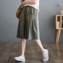 High Waist Wide Leg Five-Quarter Length Casual Pants Women's Summer Thin Sle orts Versatile Straight Cut Trousers