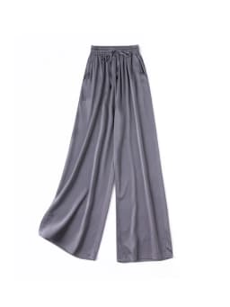 SuyaDream, Wide Leg Pants For Woman, 93%Silk 7%Spandex, Elastic Waist, 2025 Spring Summer Solid Long Trousers, Pink, Blue