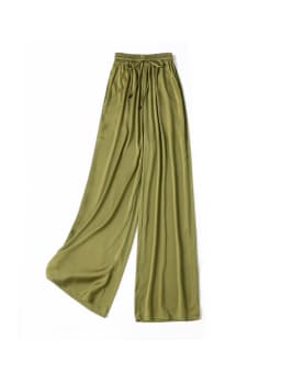 SuyaDream, Wide Leg Pants For Woman, 93%Silk 7%Spandex, Elastic Waist, 2025 Spring Summer Solid Long Trousers, Pink, Blue
