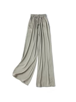 SuyaDream, Wide Leg Pants For Woman, 93%Silk 7%Spandex, Elastic Waist, 2025 Spring Summer Solid Long Trousers, Pink, Blue