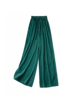 SuyaDream, Wide Leg Pants For Woman, 93%Silk 7%Spandex, Elastic Waist, 2025 Spring Summer Solid Long Trousers, Pink, Blue