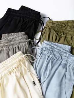 SuyaDream, Wide Leg Pants For Woman, 93%Silk 7%Spandex, Elastic Waist, 2025 Spring Summer Solid Long Trousers, Pink, Blue