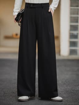 XIAOGULI 2026 Autumn Black Casual Pants Women High Waist Wide Leg Trousers Loose Fit Office Daily Wear Regular Petite 2 Types