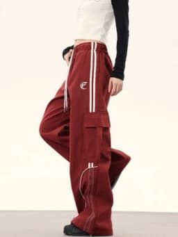 Y2K Cargo Pants Side Striped Women's Korean Style Wide Leg Baggy Trousers Streetwear Autunm Harajuku Hip Hop Balloon Sweatpants