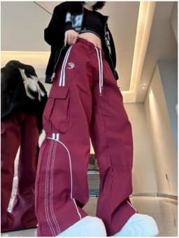 Y2K Cargo Pants Side Striped Women's Korean Style Wide Leg Baggy Trousers Streetwear Autunm Harajuku Hip Hop Balloon Sweatpants
