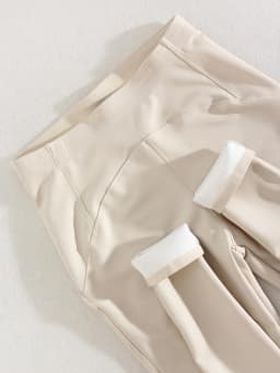 KarSaNy High Waist Fleece Winter Leather Pants For Women Beige PU Windproof Trousers Skinny Velvet Warm Pants Women Winter