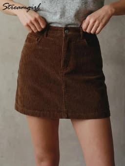 Autumn Corduroy Mini Skirt Burgundy For Women Brown Vintage A Line Short Skirts With Shorts Inside For Women Skirt Corduroy Fall