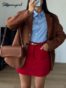 Autumn Corduroy Mini Skirt Burgundy For Women Brown Vintage A Line Short Skirts With Shorts Inside For Women Skirt Corduroy Fall