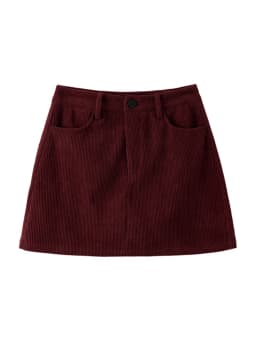 Autumn Corduroy Mini Skirt Burgundy For Women Brown Vintage A Line Short Skirts With Shorts Inside For Women Skirt Corduroy Fall