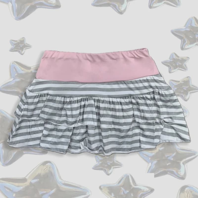 European and American cross-border sweet style striped contrasting color summer A-line casual cake skirt half skirt versatile