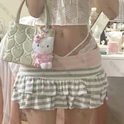 European and American cross-border sweet style striped contrasting color summer A-line casual cake skirt half skirt versatile